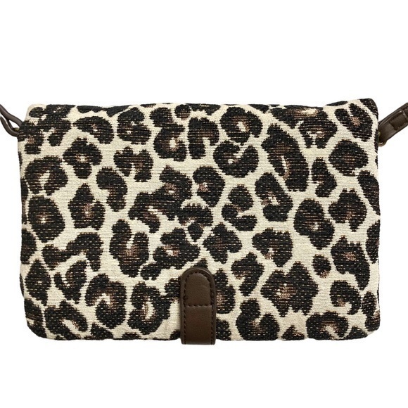 Anthropologie brown leopard print crossbody bag